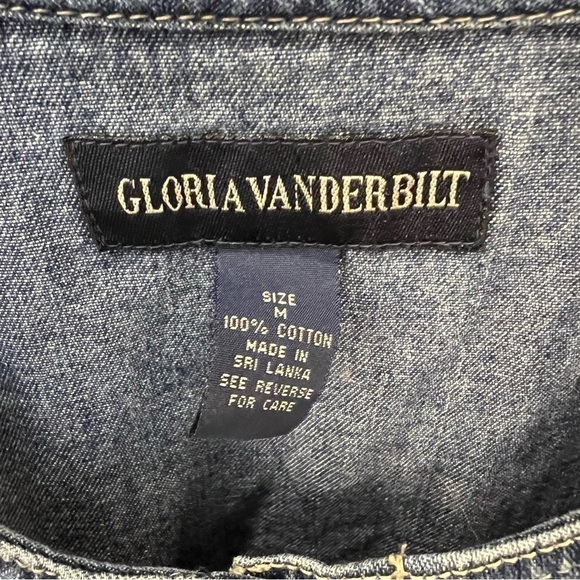 Vintage Gloria Vanderbilt denim midi/maxi dress, buttondown, sleeveless, size M - Picture 3 of 10